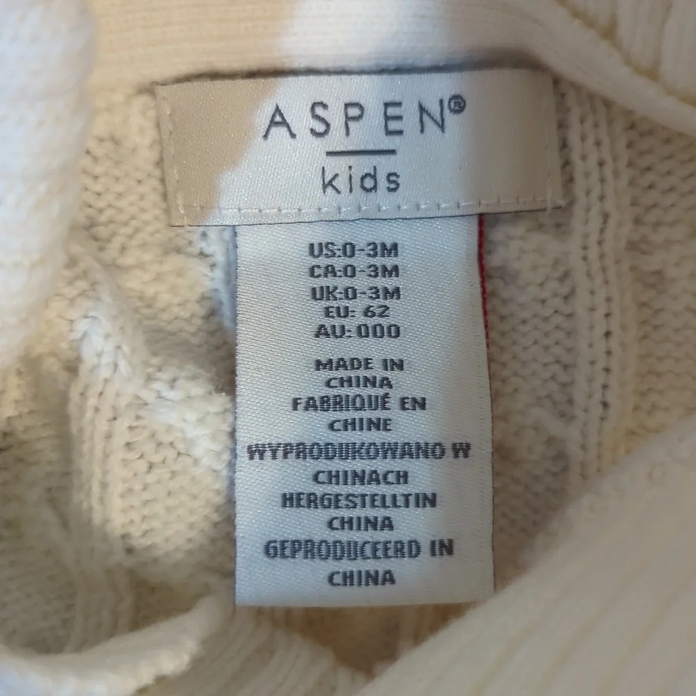 Aspen Kids Sweater One Piece Outfit 0-3 months White Cableknit Romper Bodysuit